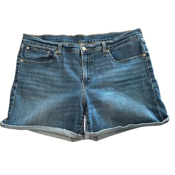 Levi’s Mid Length Medium Wash Denim Jean Shorts Size 33 - Picture 1 of 7